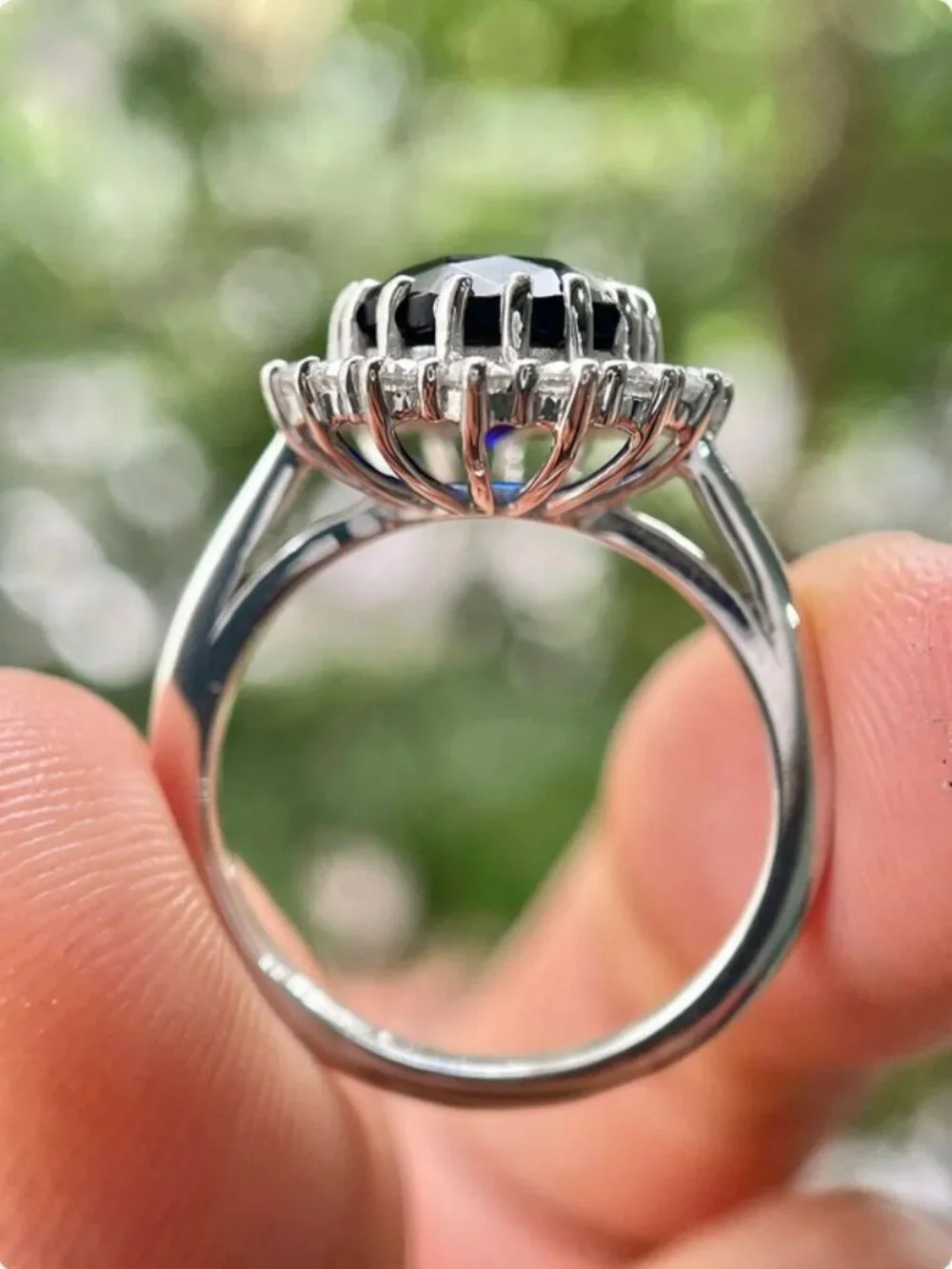 Oval Cut Blue Sapphire Classic Princess Style Ring